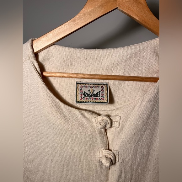 Raw Silk Cream Tunic Blouse w Buttons - Picture 5 of 8